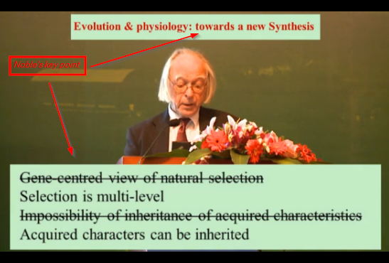 Dennis Noble's pivotal point as we move to a new synthesis for inheritance and mechanisms of "evolution"