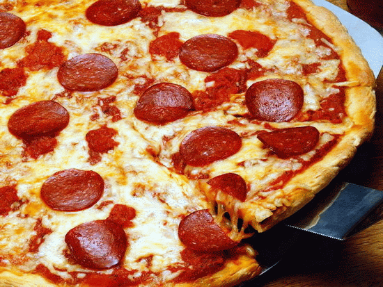 A pizza slice, illustrating parts-wholes relationships