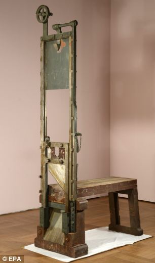 As a warning on the matches being played with, a picture of the guillotine used to judicially murder the Scholls and others